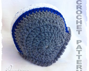 CROCHET PATTERN to make a Football Helmet Baby Hat in 3 sizes, 0-12 months, plus optional chin straps. Instant Download, PDF Format