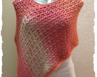 CROCHET PATTERN to make this Coral Cluster Capelet. Wear multiple ways. Capelet Poncho Hybrid, Unique shape! PDF Instant Download