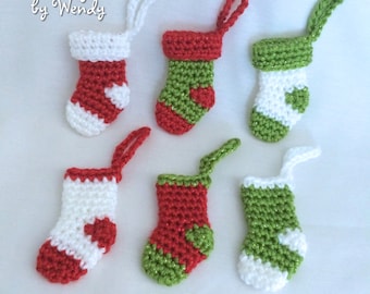 CROCHET PATTERN to make this Mini Christmas Stocking Ornament and Money Holder in two styles, PDF Format, Instant download