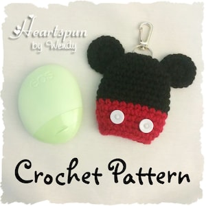 CROCHET PATTERN to make a Mickey Mouse and Minnie Mouse EOS Hand Lotion Holder, Pdf Format, Instant Download.