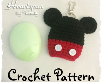 CROCHET PATTERN to make a Mickey Mouse and Minnie Mouse EOS Hand Lotion Holder, Pdf Format, Instant Download.