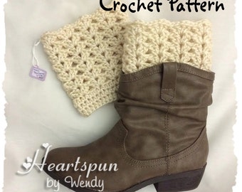 CROCHET PATTERN to make a Climbing Shells Reversible Boot Cuffs in 3 or more sizes, wear 3 different ways!  Instant Download, PDF Format