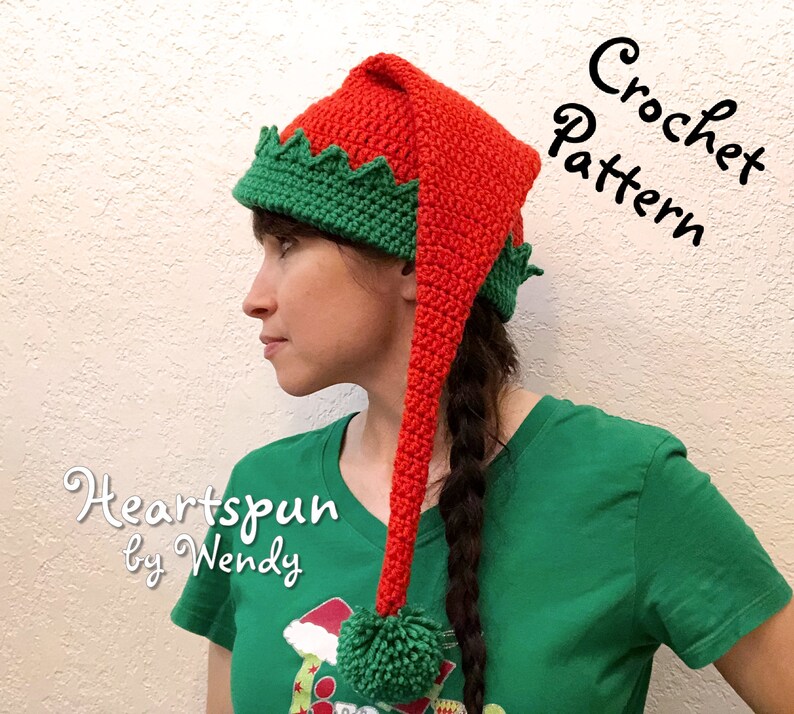 CROCHET PATTERN for you to make a Christmas Elf Hat in 5 sizes, Child to Adult, Easy to Understand directions, Great photo prop Pdf Download image 6