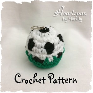 CROCHET PATTERN to make a Soccer Ball in the Grass EOS Lip Balm Holder, Pdf Format, Instant Download.  Lip gloss holder, sports eos keychain