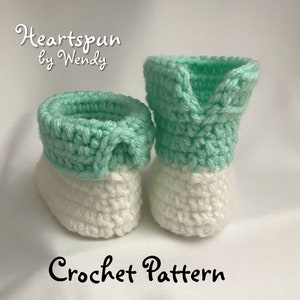CROCHET PATTERN to make Baby Booties in 3 sizes with 2 cuff styles. PDF Format Instant Download. Baby Shoes, Baby Boots, Baby Shower Newborn image 3