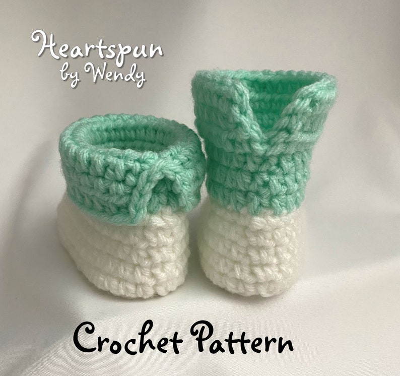 CROCHET PATTERN to make Baby Booties in 3 sizes with 2 cuff styles. PDF Format Instant Download. Baby Shoes, Baby Boots, Baby Shower Newborn image 3