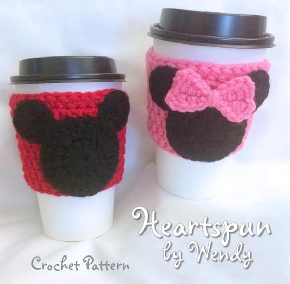 10 Mickey Mouse Crochet Patterns 3 Mickey and Minnie Mouse Crochet Cup Cozy and Applique