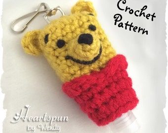 CROCHET PATTERN to make a Bear hand sanitizer Holder, for 1 oz bottles of sanitizer.  Pdf Format, Instant Download.