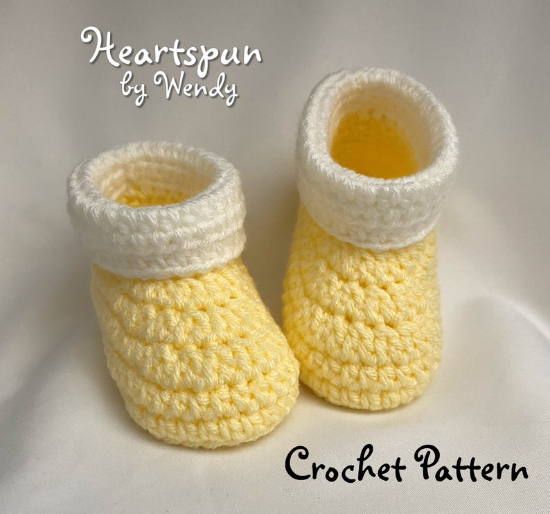 CROCHET PATTERN to make Baby Booties in 3 sizes with 2 cuff styles. PDF Format Instant Download. Baby Shoes, Baby Boots, Baby Shower Newborn image 7