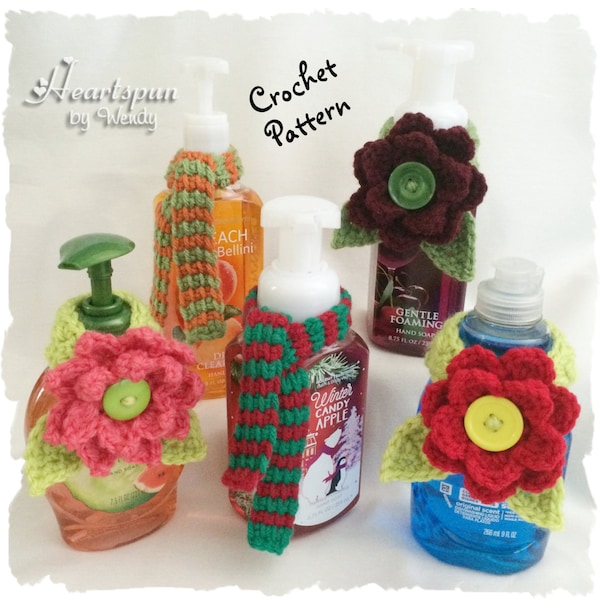 CROCHET PATTERN to make a decorative Hand & Dish Soap Scarf in 2 Styles for kitchen or bathroom. Instant Download, PDF Format. Kitchen Decor