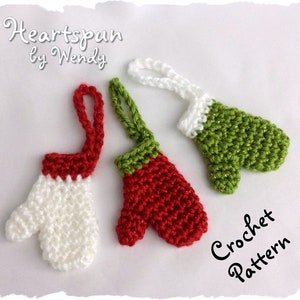 CROCHET PATTERN for you to make this Mini Mitten Christmas Ornament, money holder, gift embellishment, class gift PDF Instant Download image 3