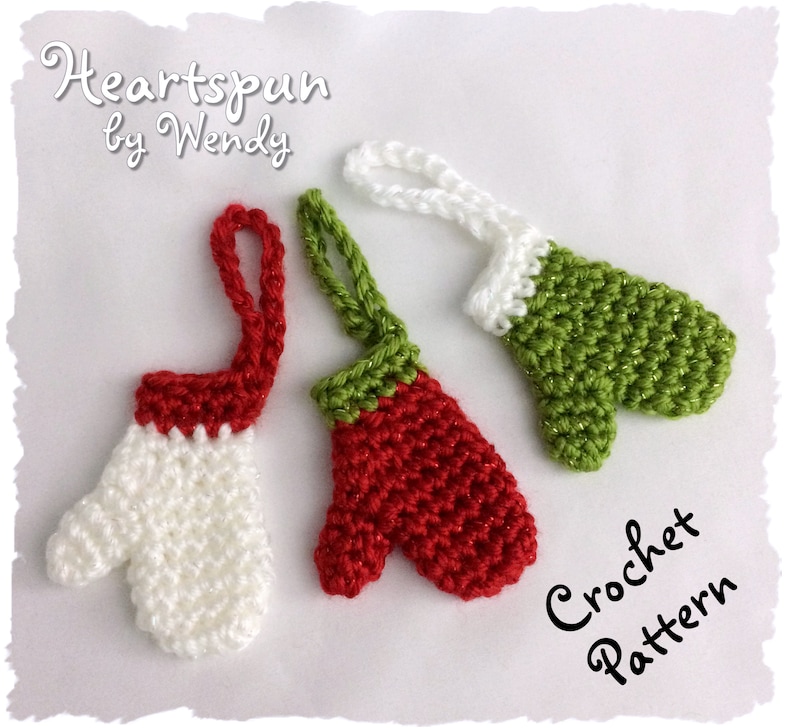 CROCHET PATTERN for you to make this Mini Mitten Christmas Ornament, money holder, gift embellishment, class gift PDF Instant Download image 3