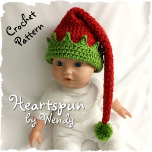 CROCHET PATTERN for you to make a Christmas Elf Baby and Child Hat and Shoe Set in 5 sizes, Great photo prop. Pdf Format Instant Download image 3