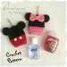 Disney Mama Gerecenseerd CROCHET PATTERN to make a Mickey Mouse and Minnie Mouse Hand Sanitizer Holder, for .5 to 1 oz bottles.  Pdf Format, Instant Download.