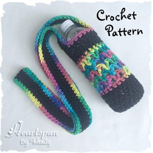 CROCHET PATTERN to make a Spring Fling Drink Carrier for water bottles, soda, sports drinks, refillable drink bottles. Instant Download, PDF