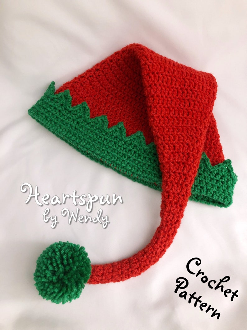 CROCHET PATTERN for you to make a Christmas Elf Hat in 5 sizes, Child to Adult, Easy to Understand directions, Great photo prop Pdf Download image 7