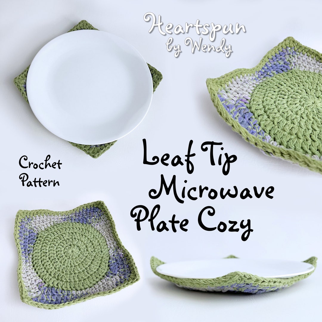 CROCHET PATTERN to Make a Leaf Tip Microwave Plate Cozy, Hot Pad, Plate Holder, Cotton Plate Cozy, Trivet, Instant Download PDF - Etsy crochet-pattern-to-make-a-leaf-tip-microwave-plate-cozy-hot-pad-plate-holder-cotton-plate-cozy-trivet-instant-download-pdf-etsy