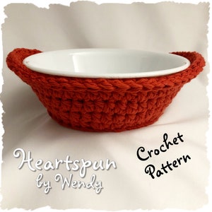 CROCHET PATTERN to make a Round Microwave Bowl Cozy in 3 sizes, Bowl Hot Pad, Hot bowl holder, crochet cotton bowl cozy Instant Download PDF