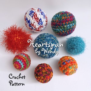 CROCHET PATTERN for you to make Yarn Ball Pet Toys in 3 Sizes, 5 Patterns in 1, instant download, PDF Format. Cat Kitten Toy Dog Toy Pet Toy