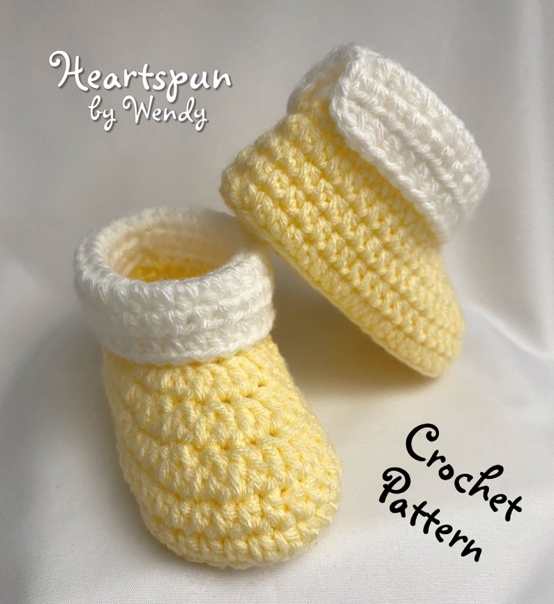 CROCHET PATTERN to make Baby Booties in 3 sizes with 2 cuff styles. PDF Format Instant Download. Baby Shoes, Baby Boots, Baby Shower Newborn image 8