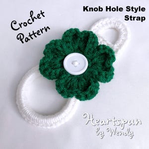 CROCHET PATTERN 3D Shamrock Four Leaf Clover Towel Holder Ring with two strap styles for hand or dish towels. PDF Download image 6