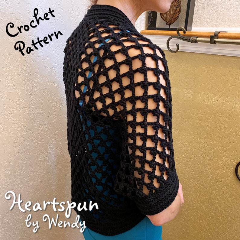 CROCHET PATTERN to make this Lattice Heart Shrug. Easy to understand instructions, multiple sizes, PDF Instant Download image 4