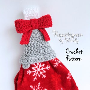 CROCHET PATTERN to make a Christmas Bell with Bow Towel Holder Ring. PDF Instant Download. Towel topper pattern, crochet towel holder