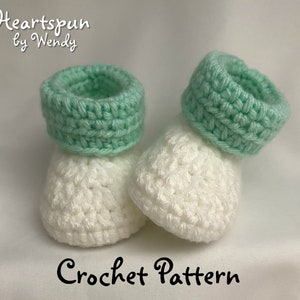 CROCHET PATTERN to make Baby Booties in 3 sizes with 2 cuff styles. PDF Format Instant Download. Baby Shoes, Baby Boots, Baby Shower Newborn image 2