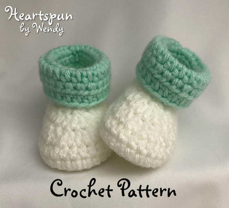 CROCHET PATTERN to make Baby Booties in 3 sizes with 2 cuff styles. PDF Format Instant Download. Baby Shoes, Baby Boots, Baby Shower Newborn image 2