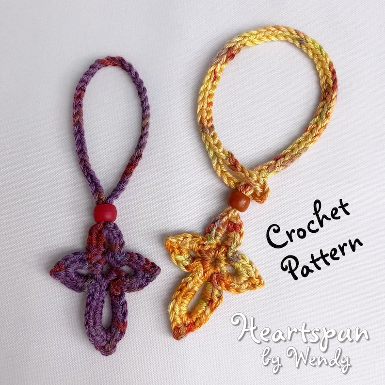 CROCHET PATTERN to make a Messiah Cross Car Mirror Hanger, Bracelet Bookmark, Hanging Ornament, or cross applique. Instant Download, PDF image 1