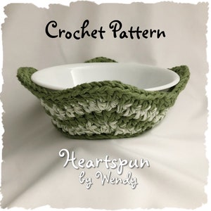 CROCHET PATTERN to make a Striped Chevron Microwave Bowl Cozy, Bowl Hot Pad, Hot bowl holder, crochet cotton bowl cozy, Instant Download PDF