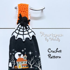 CROCHET PATTERN to make a Spider Web Kitchen or Bath Towel Holder Ring, Folding or Knob Strap. Instant Download PDF. Halloween Fall Decor
