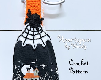 CROCHET PATTERN to make a Spider Web Kitchen or Bath Towel Holder Ring, Folding or Knob Strap. Instant Download PDF. Halloween Fall Decor