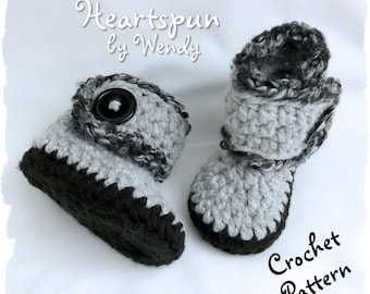 CROCHET PATTERN to make Ankle Wrap Baby Boots in 3 sizes, Unisex baby booties, Boy or Girl, Works up fast! Instant Download, PDF Format