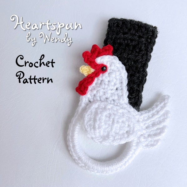 CROCHET PATTERN to make a Hen Kitchen or Bath Towel Holder Ring. PDF Instant Download. Towel topper pattern, farm chicken towel holder