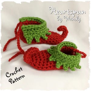 CROCHET PATTERN for you to make a Christmas Elf Baby and Child Hat and Shoe Set in 5 sizes, Great photo prop. Pdf Format Instant Download image 6