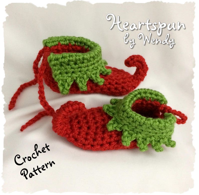 CROCHET PATTERN for you to make a Christmas Elf Baby and Child Hat and Shoe Set in 5 sizes, Great photo prop. Pdf Format Instant Download image 6