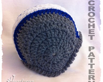 CROCHET PATTERN to make a Football Helmet Baby Hat in 3 sizes, plus optional chin straps. Instant Download, PDF Format