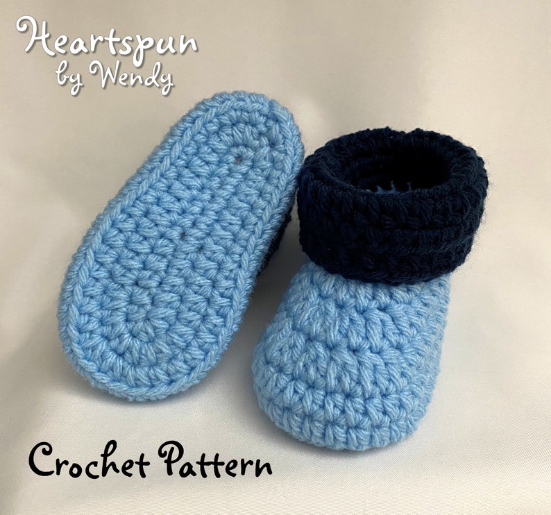 CROCHET PATTERN to make Baby Booties in 3 sizes with 2 cuff styles. PDF Format Instant Download. Baby Shoes, Baby Boots, Baby Shower Newborn image 6