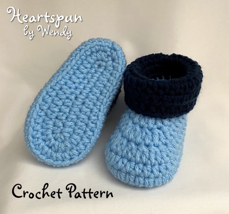 CROCHET PATTERN to make Baby Booties in 3 sizes with 2 cuff styles. PDF Format Instant Download. Baby Shoes, Baby Boots, Baby Shower Newborn image 6