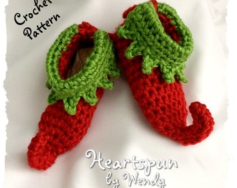 CROCHET PATTERN for you to make Christmas Elf Baby and Child Shoes in 5 sizes Newborn to 1.5 Years. Great photo prop. Pdf Instant Download