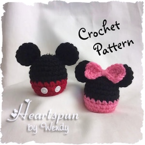 CROCHET PATTERN to make a Mickey Mouse and Minnie Mouse EOS Lip Balm Holder, Pdf Format, Instant Download. Easy to Understand Instructions