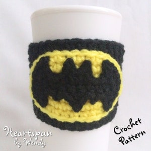 CROCHET PATTERN for you to make a Super Hero Cup Cozy and applique for coffee, tea, hot and cold drinks or other projects. Instant Download image 2