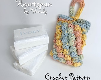 CROCHET PATTERN to make a Spa Massage Soap Sack, Soap Sock, Soap Bar Saver, Soap Holder, Soap Cozy, Washcloth, Eco Friendly. PDF Download