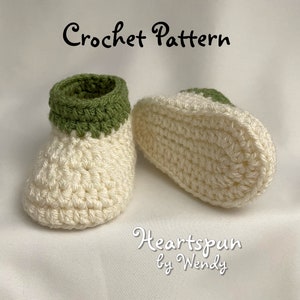 CROCHET PATTERN to make Baby Booties in 3 sizes with 2 cuff styles. PDF Format Instant Download. Baby Shoes, Baby Boots, Baby Shower Newborn image 4