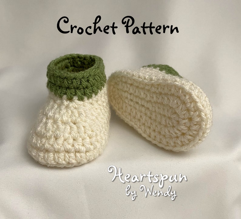 CROCHET PATTERN to make Baby Booties in 3 sizes with 2 cuff styles. PDF Format Instant Download. Baby Shoes, Baby Boots, Baby Shower Newborn image 4