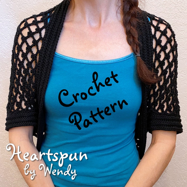 CROCHET PATTERN to make this Lattice Heart Shrug. Easy to understand instructions, multiple sizes, PDF Instant Download image 2