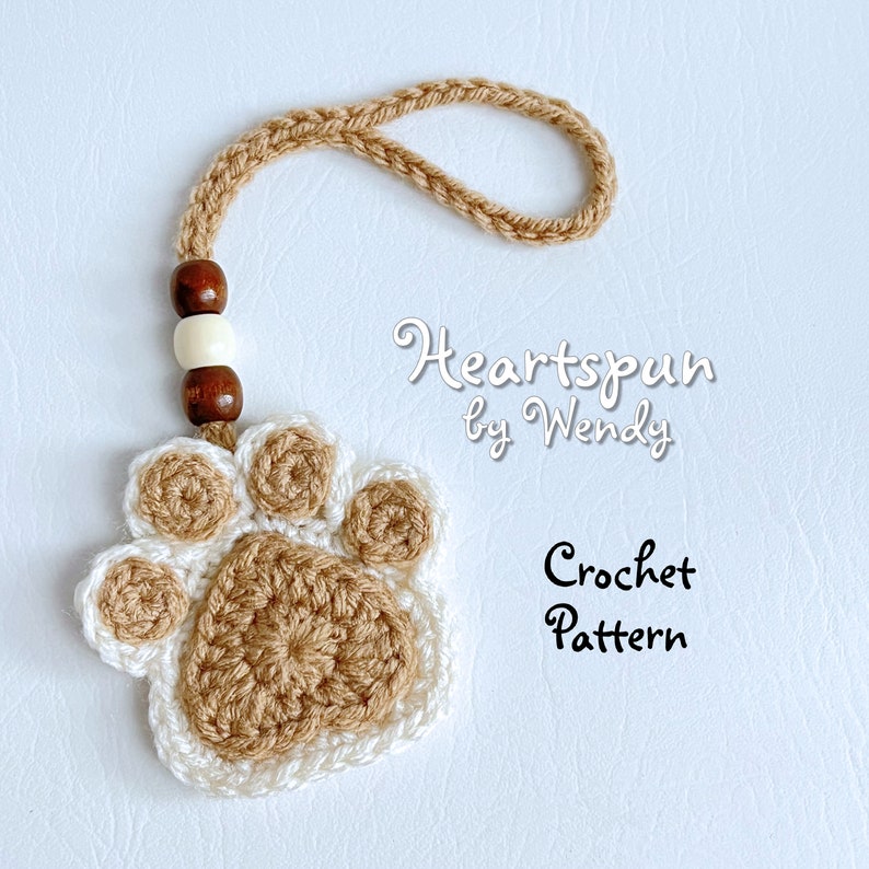 CROCHET PATTERN to make a Paw Print Car Mirror Hanger, Hanging Ornament, or applique. Soap or wine bottle ornament. Instant Download, PDF image 6