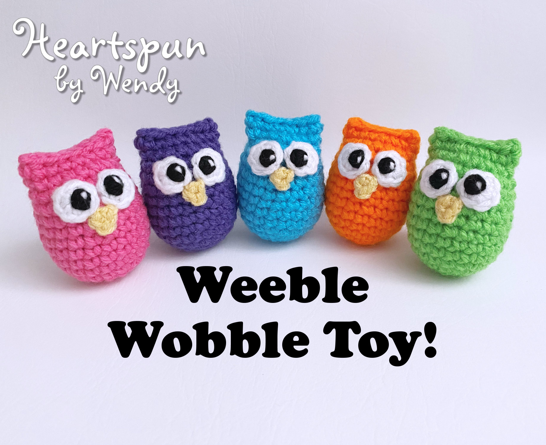 Handmade Crochet Weeble Wobble Owl Toy With Bell, Super Cute