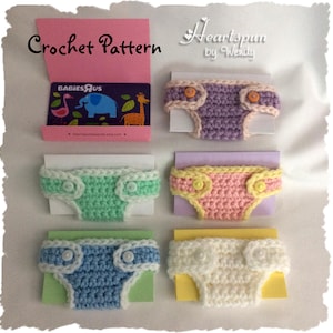 CROCHET PATTERN to make a Mini Diaper Cover to hold a gift card, birth announcement, baby shower invitation. PDF Format, Instant Download.